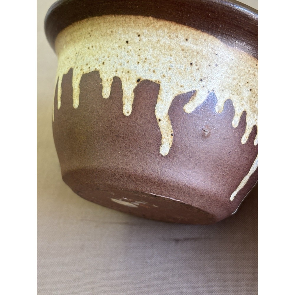 David Cressey Pottery Drip Glaze Brown Cream Bowl 4.5" USA 213 - Picture 6 of 11